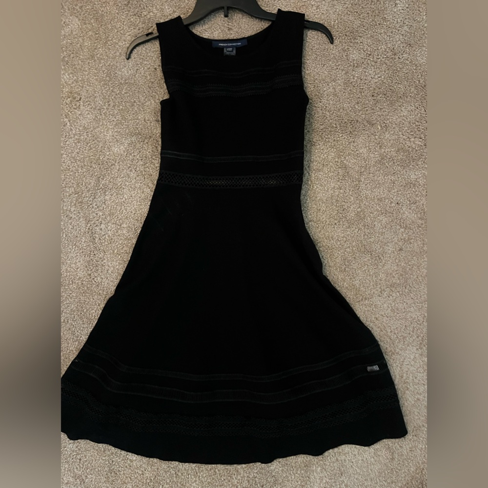 French Connection Black Sleeveless A-Line Cocktail Dress